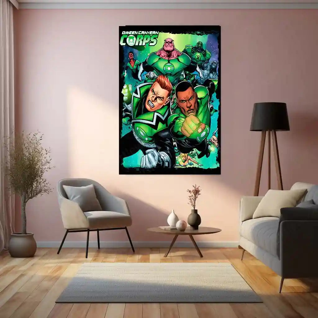 Green Lantern – Emerald Warrior Metal Poster | DC Comics Justice League Wall Frame 03 - TURTLEWINGS
