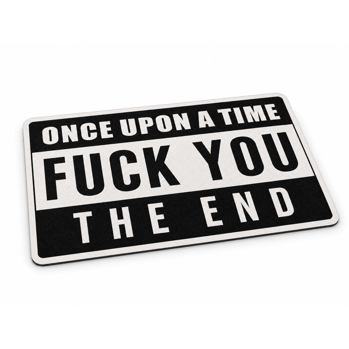 Once Upon a Time Funny Quote Flat Rug | Sarcastic Novelty Statement Flat Rug | Bold Humor Room Floor Decor