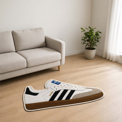 Adidas Samba Classic Cut-out Flat Rug | Iconic White & Black Sneaker Flat Rug | Premium Streetwear Room Decor