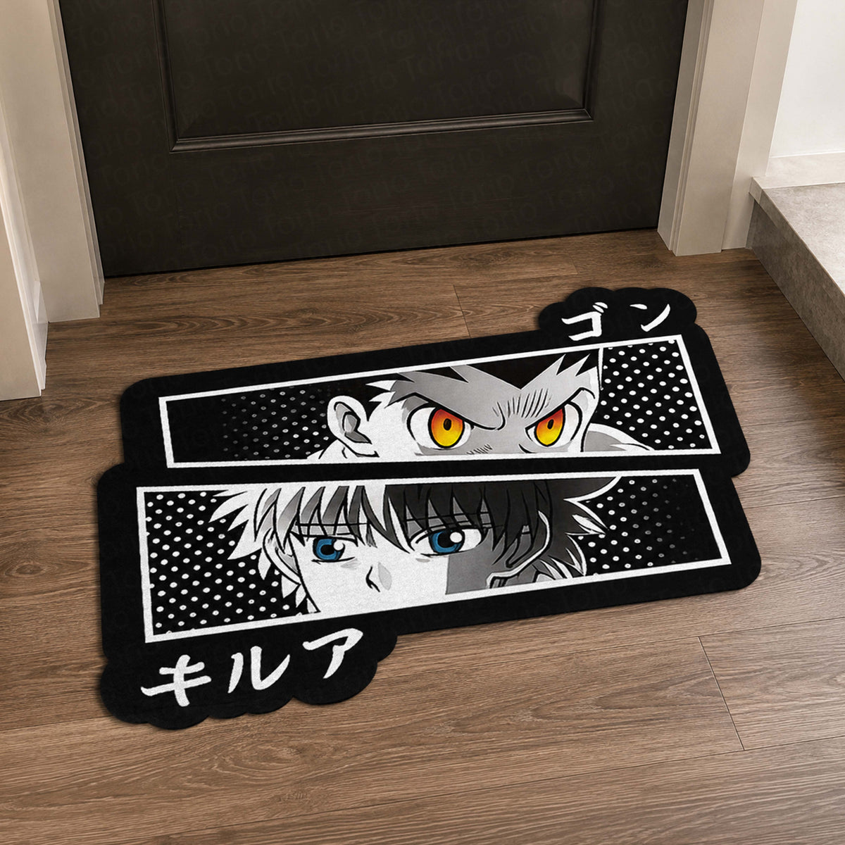 Gon Freecss & Killua Zoldyck Split Face Cut-out Flat Rug | Hunter × Hunter Anime Flat Rug | Premium Gaming Room Decor