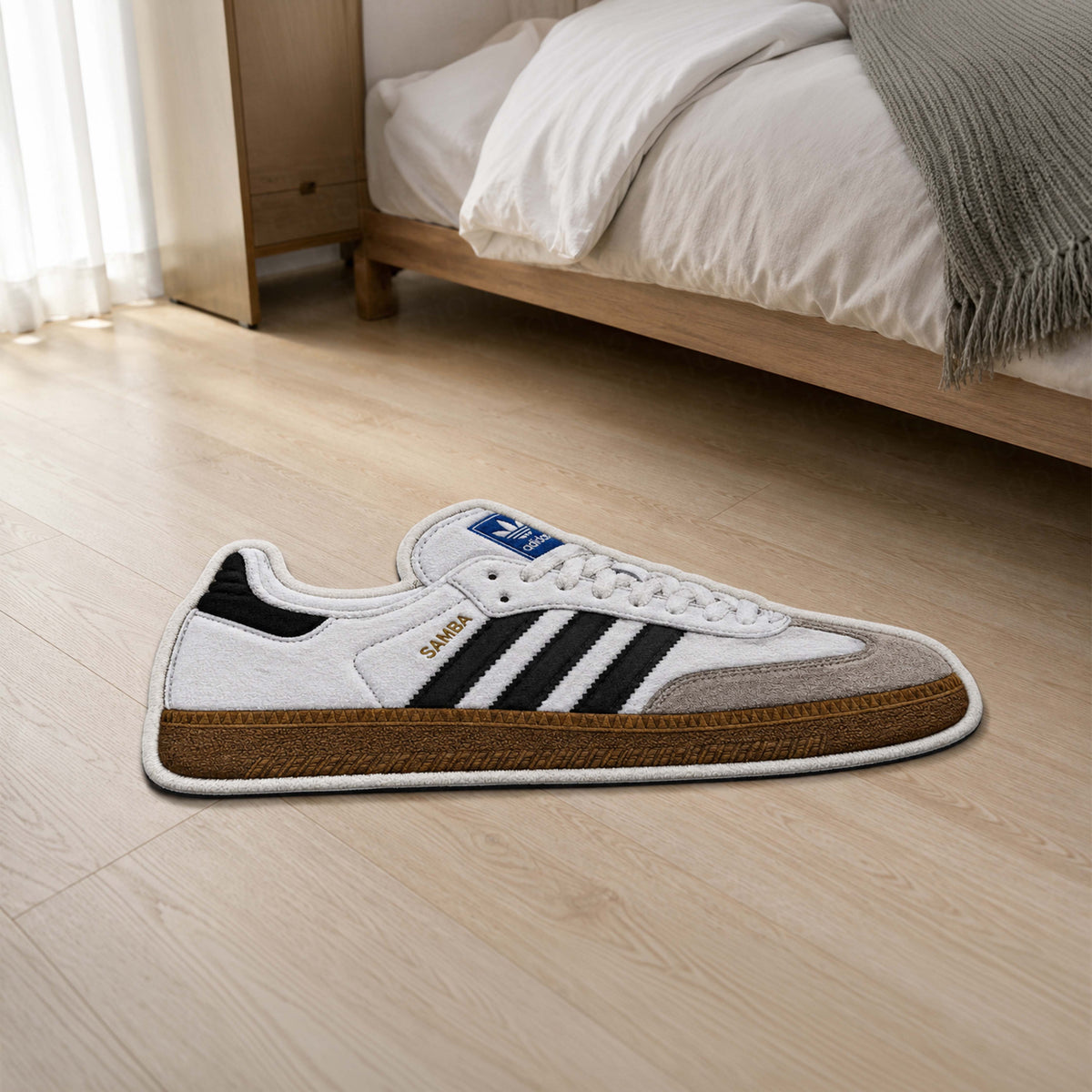 Adidas Samba Classic Cut-out Flat Rug | Iconic White & Black Sneaker Flat Rug | Premium Streetwear Room Decor