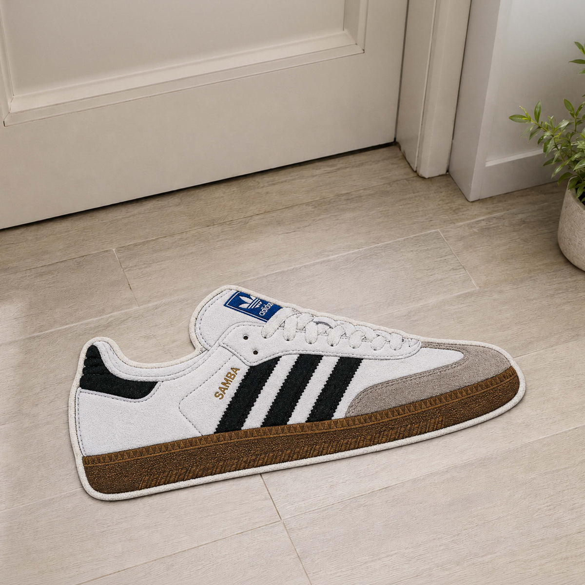 Adidas Samba Classic Cut-out Flat Rug | Iconic White & Black Sneaker Flat Rug | Premium Streetwear Room Decor