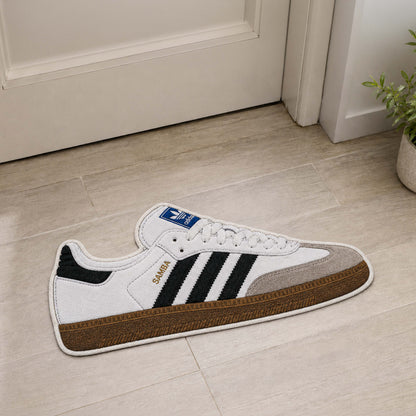 Adidas Samba Classic Cut-out Flat Rug | Iconic White & Black Sneaker Flat Rug | Premium Streetwear Room Decor