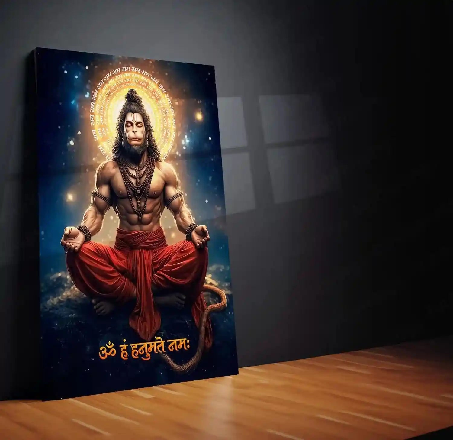Spiritual God Metal Poster | Lord Hanuman Ji Metal Poster | Devotional Wall Art | Bajrangbali Spiritual Frame - TURTLEWINGS