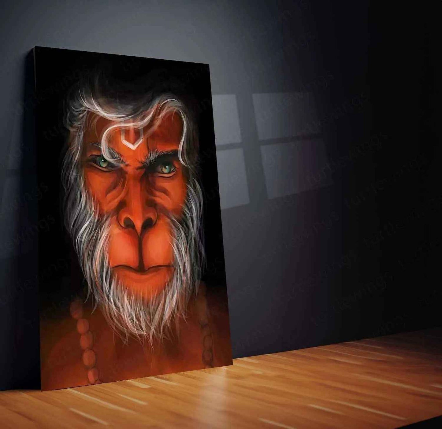 Hanuman Metal Poster – Divine Strength & Devotion Wall Art | Bajrangbali Spiritual Decor 2 - TURTLEWINGS