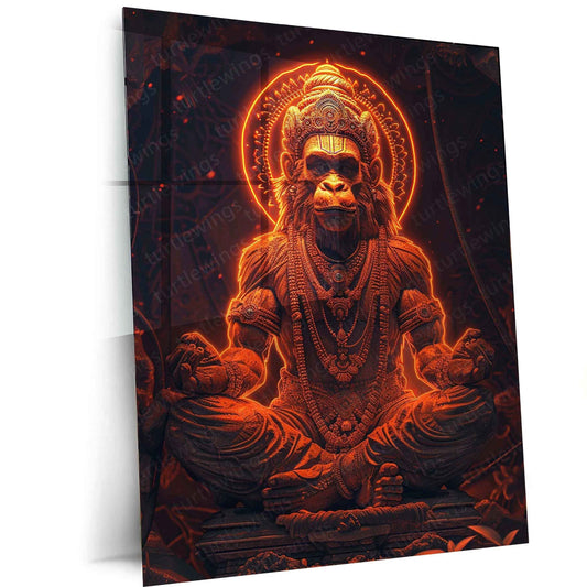 Hanuman Metal Poster – Divine Strength & Devotion Wall Art | Bajrangbali Spiritual Decor 3 - TURTLEWINGS