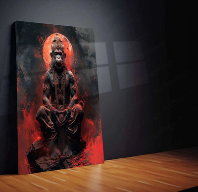 Hanuman Metal Poster – Divine Strength & Devotion Wall Art | Bajrangbali Spiritual Decor 4 - TURTLEWINGS