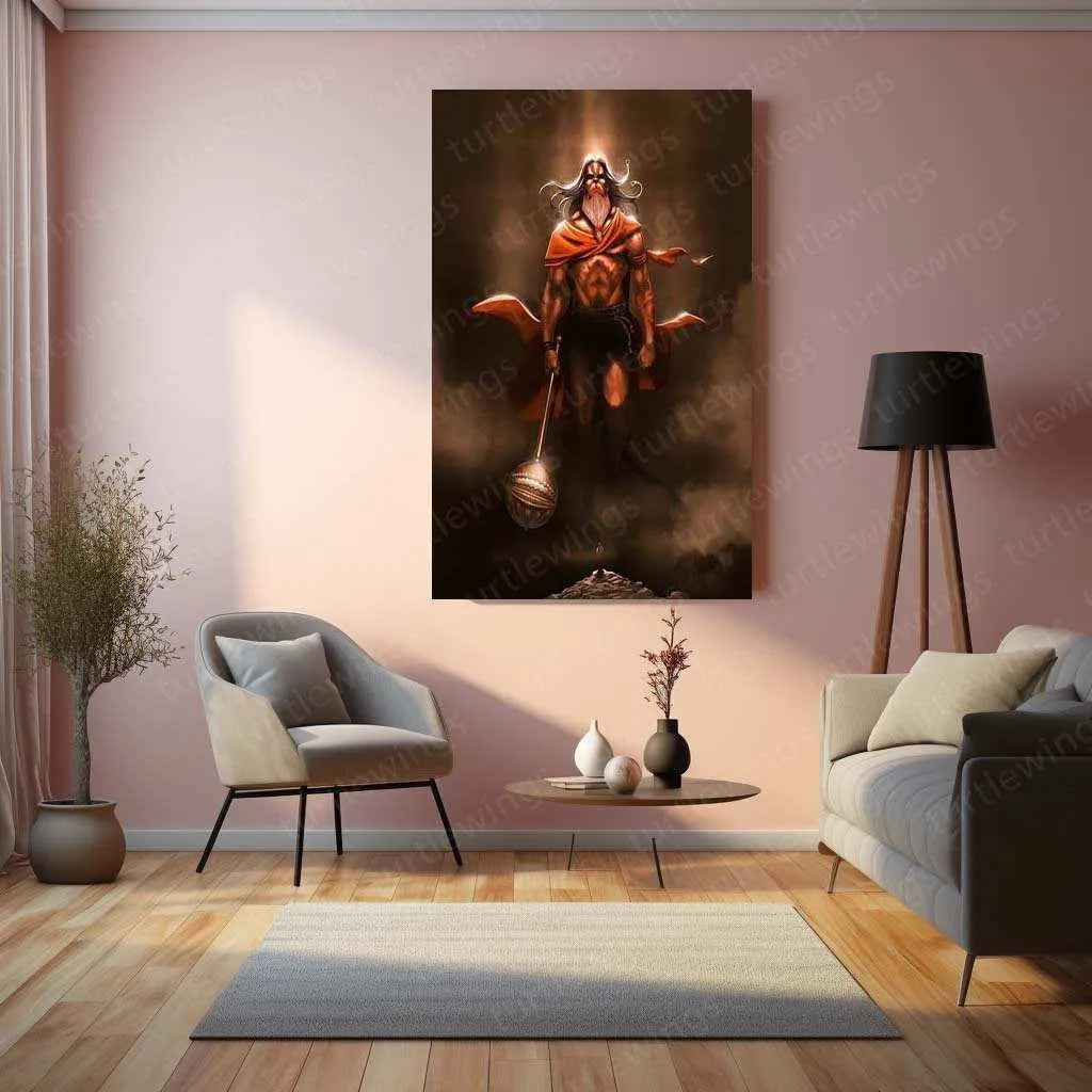 Hanuman Metal Poster – Divine Strength & Devotion Wall Art | Bajrangbali Spiritual Decor 7 - TURTLEWINGS