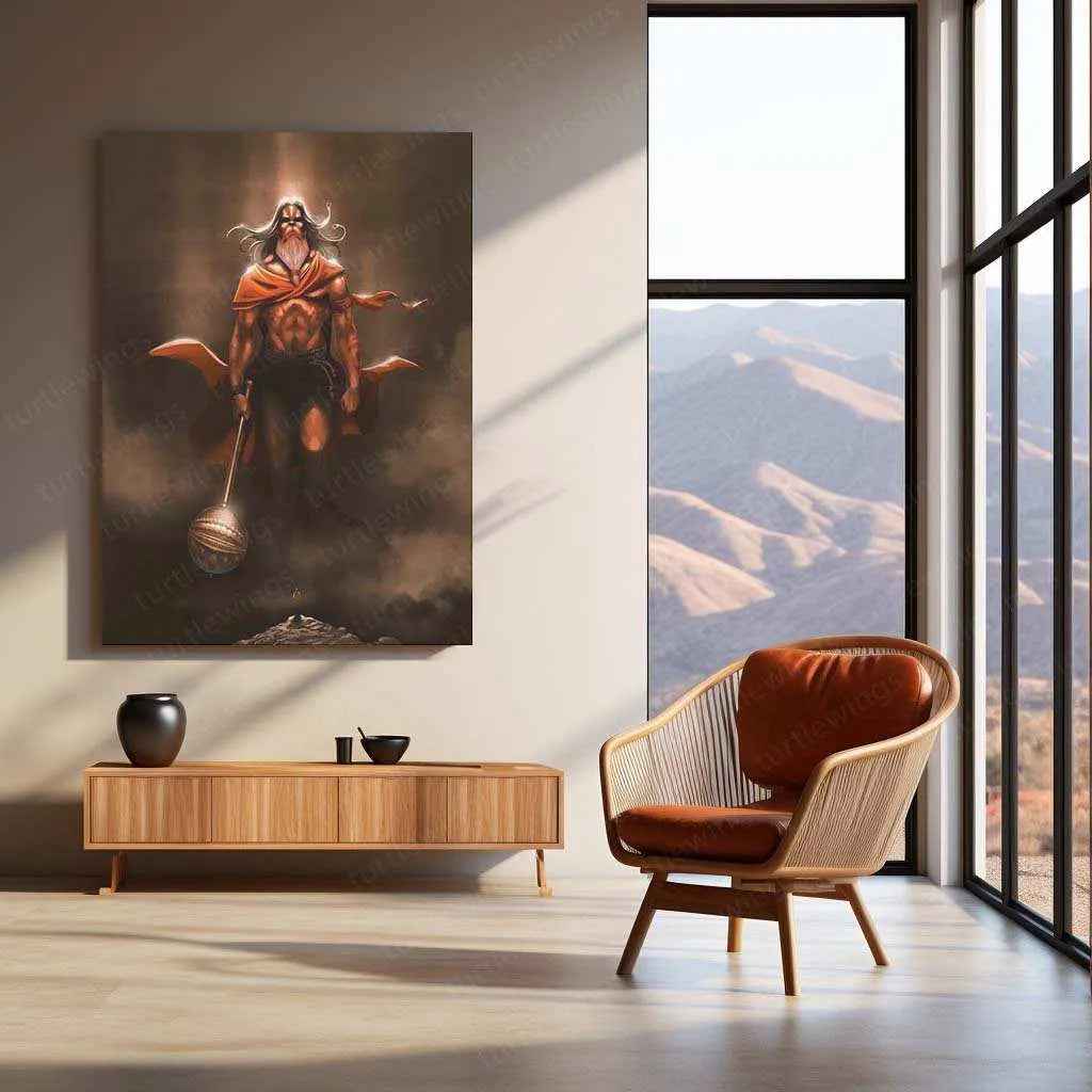 Hanuman Metal Poster – Divine Strength & Devotion Wall Art | Bajrangbali Spiritual Decor 7 - TURTLEWINGS
