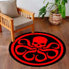 Hydra Logo Round Flat Rug | Marvel Inspired Floor Mat | Anti-Slip 3 mm Absorbent Circle Flat Rug for Gaming Room, Bedroom & Superhero Decor