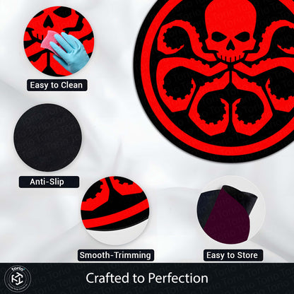 Hydra Logo Round Flat Rug | Marvel Inspired Floor Mat | Anti-Slip 3 mm Absorbent Circle Flat Rug for Gaming Room, Bedroom & Superhero Decor