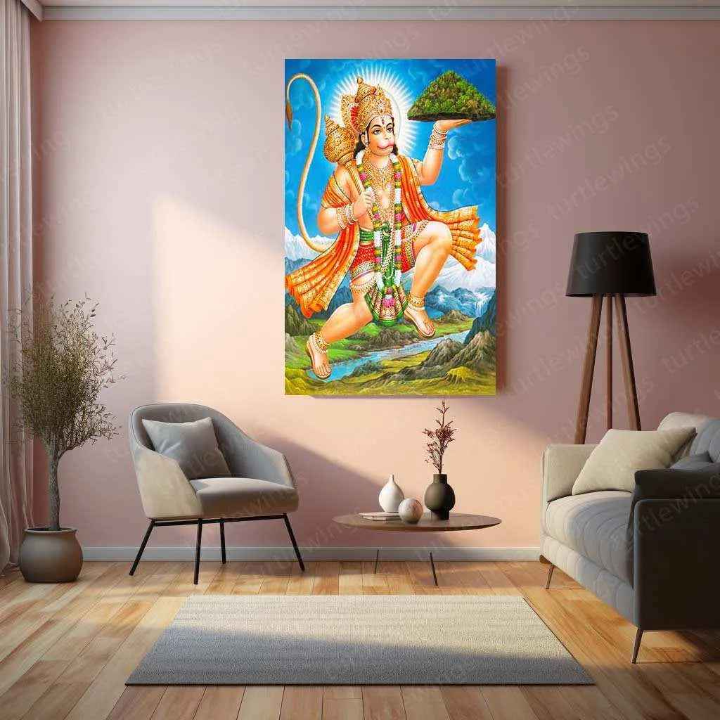 Hanuman Metal Poster – Divine Strength & Devotion Wall Art | Bajrangbali Spiritual Decor 8 - TURTLEWINGS
