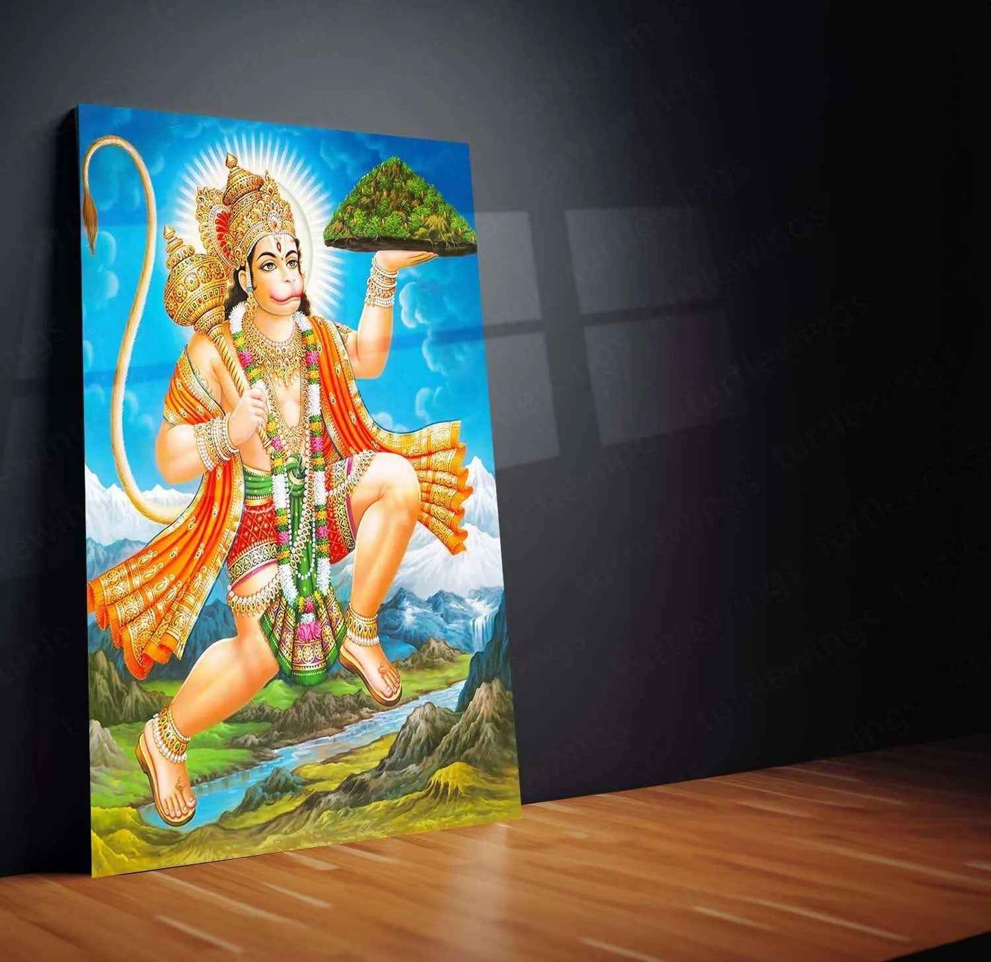 Hanuman Metal Poster – Divine Strength & Devotion Wall Art | Bajrangbali Spiritual Decor 8 - TURTLEWINGS