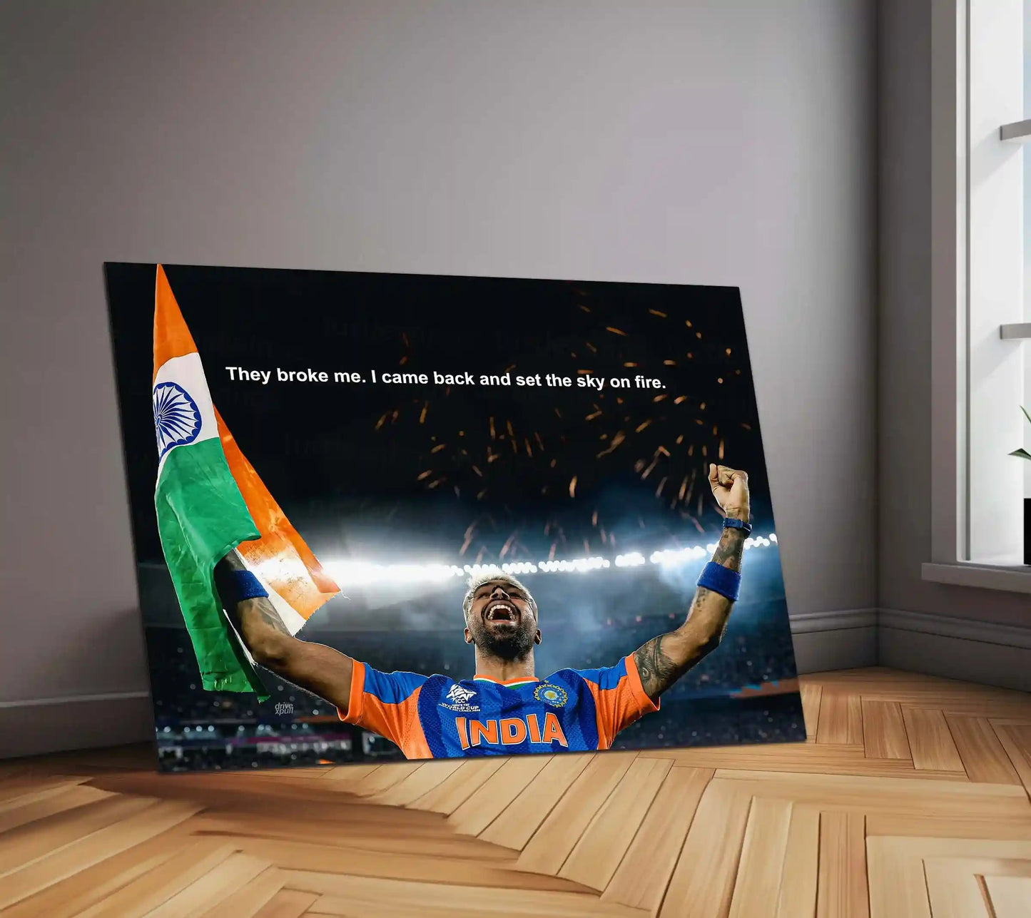 Cricket Metal Frame | Hardik Pandya – They Broke Me, I Came Back And Set The Sky On Fire | ICC Men's T20 World Cup 2026 Metal Frame - TURTLEWINGS 