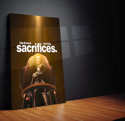Anime Metal Poster | Big Dreams Need Big Sacrifices Anime Quote Metal Poster | Motivational Manga Wall Art | Premium Metal Print