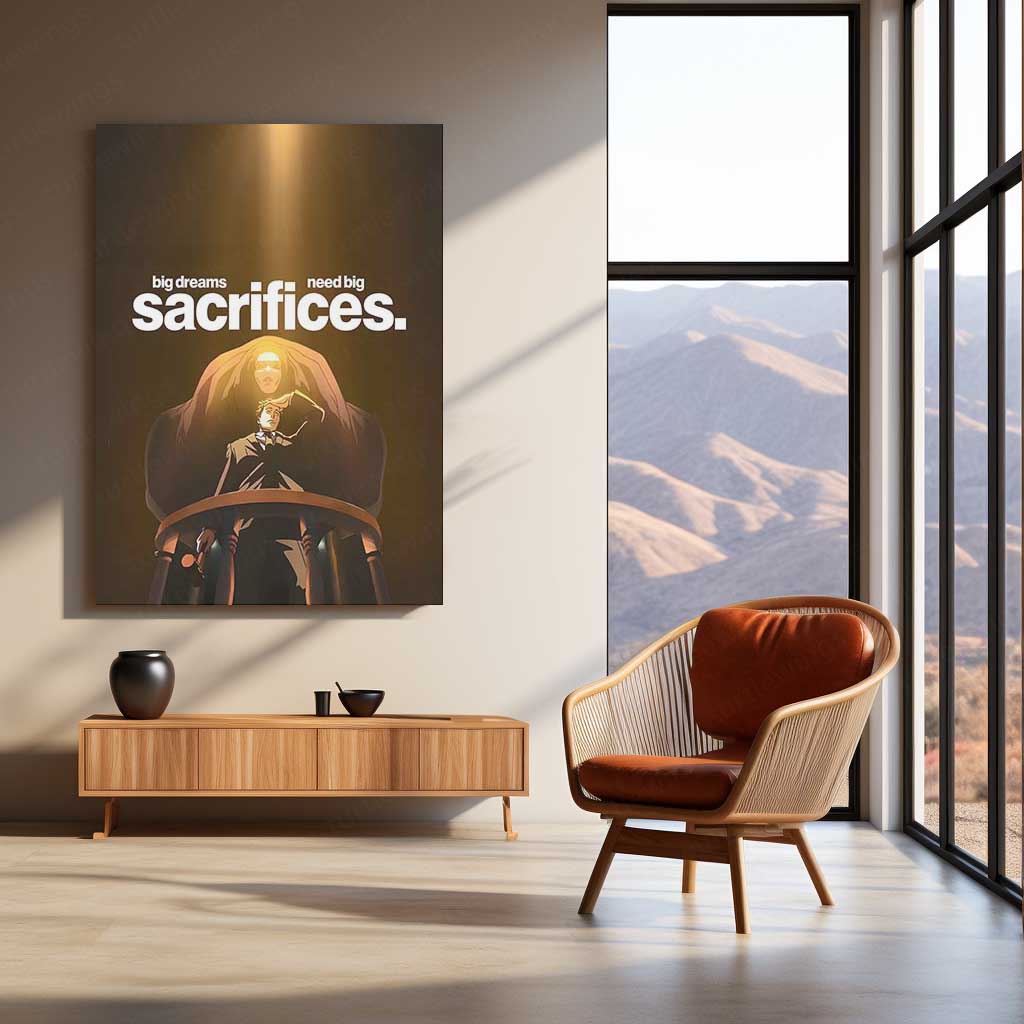 Anime Metal Poster | Big Dreams Need Big Sacrifices Anime Quote Metal Poster | Motivational Manga Wall Art | Premium Metal Print