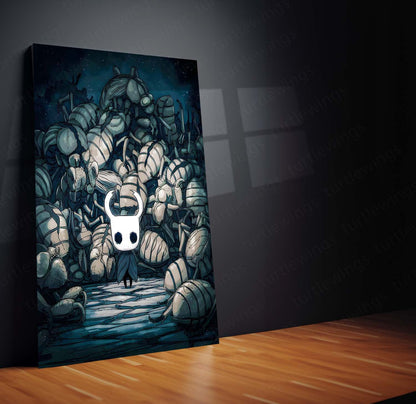 Game Metal Poster | Hollow Knight – The Slayer of Shadows | Cinematic Indie Game Metal Frame Poster