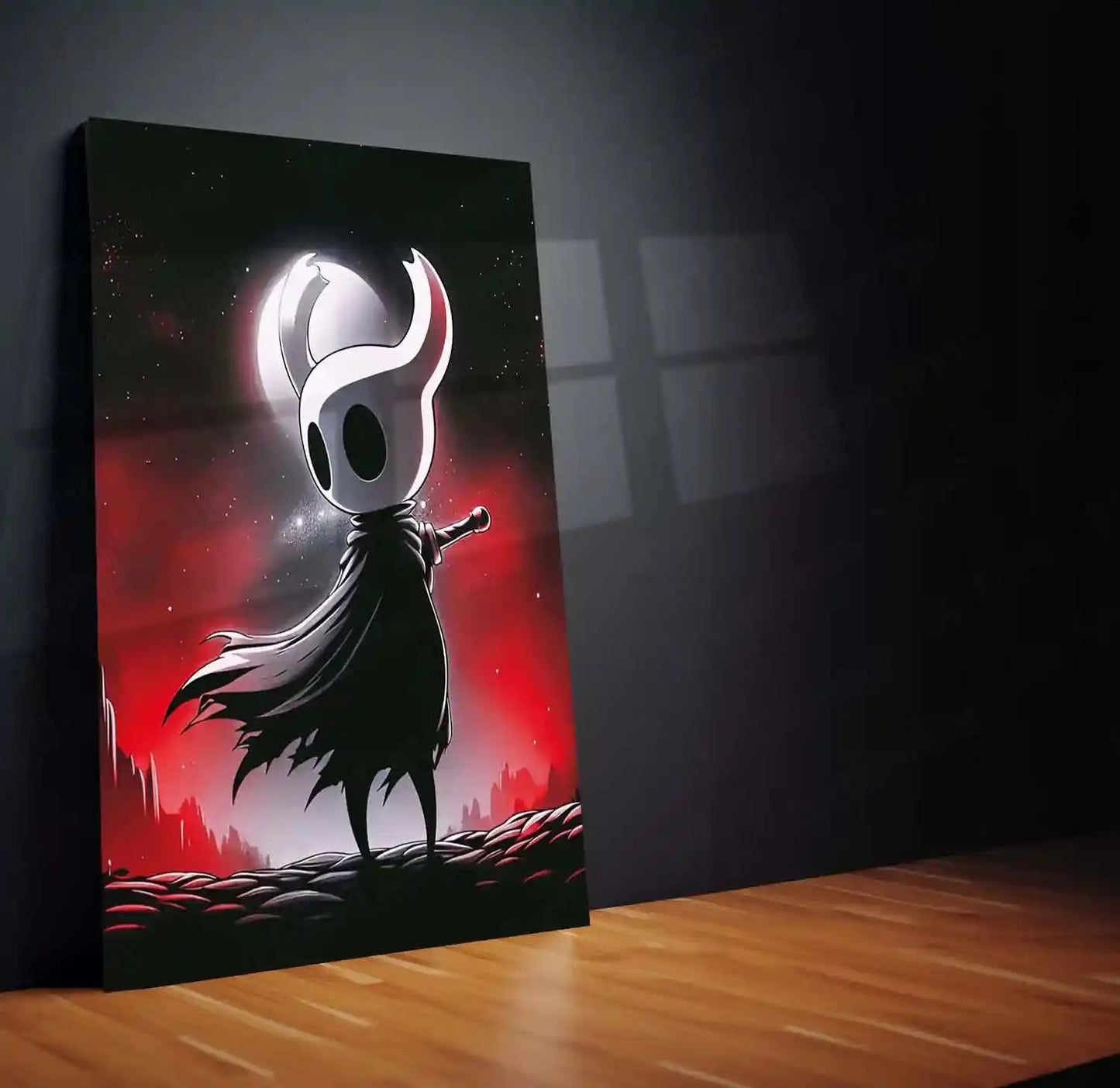 Hollow Knight – Silent Guardian | Dark Fantasy Metal Frame Wall Art | Gaming Room & Indie Game Decor Wall Art - TURTLEWINGS