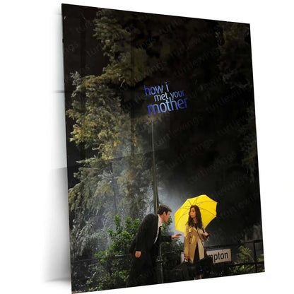 Movies & Series Metal Poster | How I Met Your Mother Metal Poster | Yellow Umbrella Scene Wall Art | HIMYM Iconic Moment Frame | TV Series Decor - TURTLEWINGS
