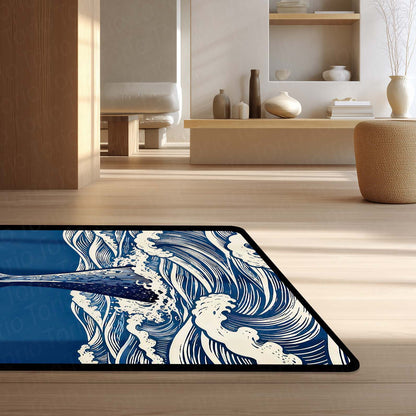 Humpback Whale Fluke Art Area Flat Rug | Majestic Ocean Wildlife Floor Mat | Artistic Marine Decor Flat Rug for Living Room, Office & Beach House Decor