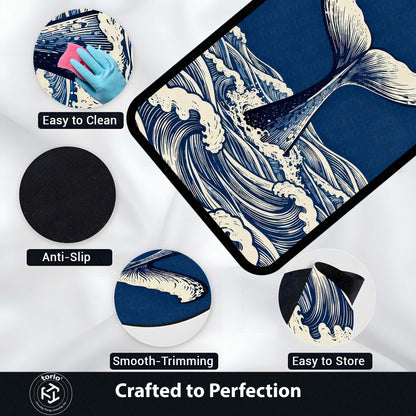 Humpback Whale Fluke Art Area Flat Rug | Majestic Ocean Wildlife Floor Mat | Artistic Marine Decor Flat Rug for Living Room, Office & Beach House Decor