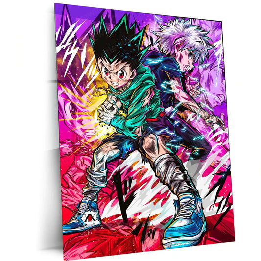 Anime Metal Poster | Hunter × Hunter – Unbreakable Will | Pink Power Metal Frame | Elite Anime Battle Wall Art - TURTLEWINGS
