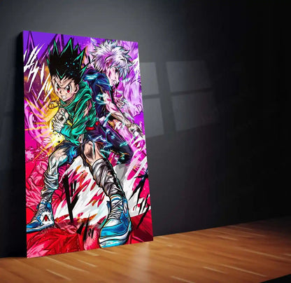Anime Metal Poster | Hunter × Hunter – Unbreakable Will | Pink Power Metal Frame | Elite Anime Battle Wall Art - TURTLEWINGS