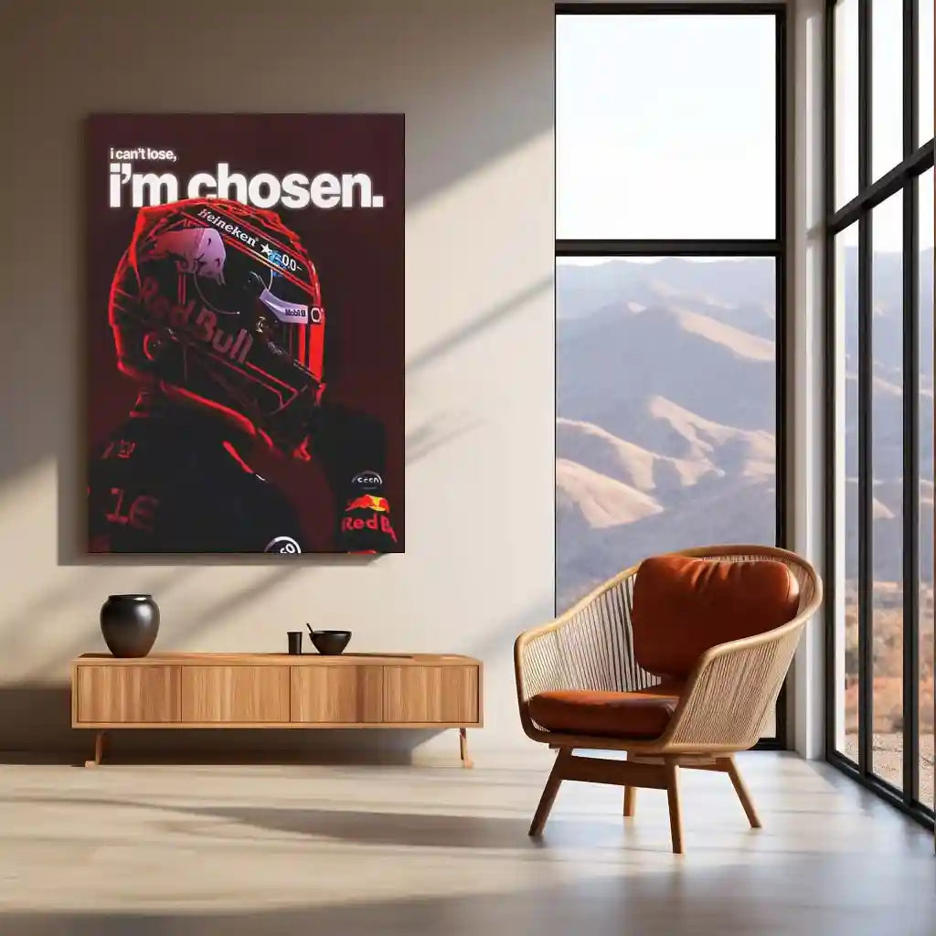 Quote Metal Poster | Max Verstappen – I Can’t Lose, I’m Chosen Metal Frame F1 Champion Destiny & Unshakeable Mindset Wall Art | Elite Racer Motivation Quote Metal Poster - TURTLEWINGS 