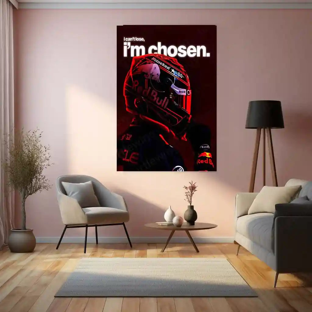 Quote Metal Poster | Max Verstappen – I Can’t Lose, I’m Chosen Metal Frame F1 Champion Destiny & Unshakeable Mindset Wall Art | Elite Racer Motivation Quote Metal Poster - TURTLEWINGS 