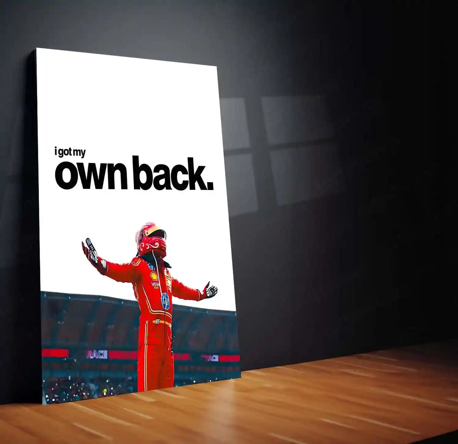 Quote Metal Poster | Carlos Sainz – I Got My Own Back Metal Frame Self-Belief, Redemption & Formula 1 Comeback Wall Art | Independent Racer Mindset Quote Metal Poster - TURTLEWINGS 