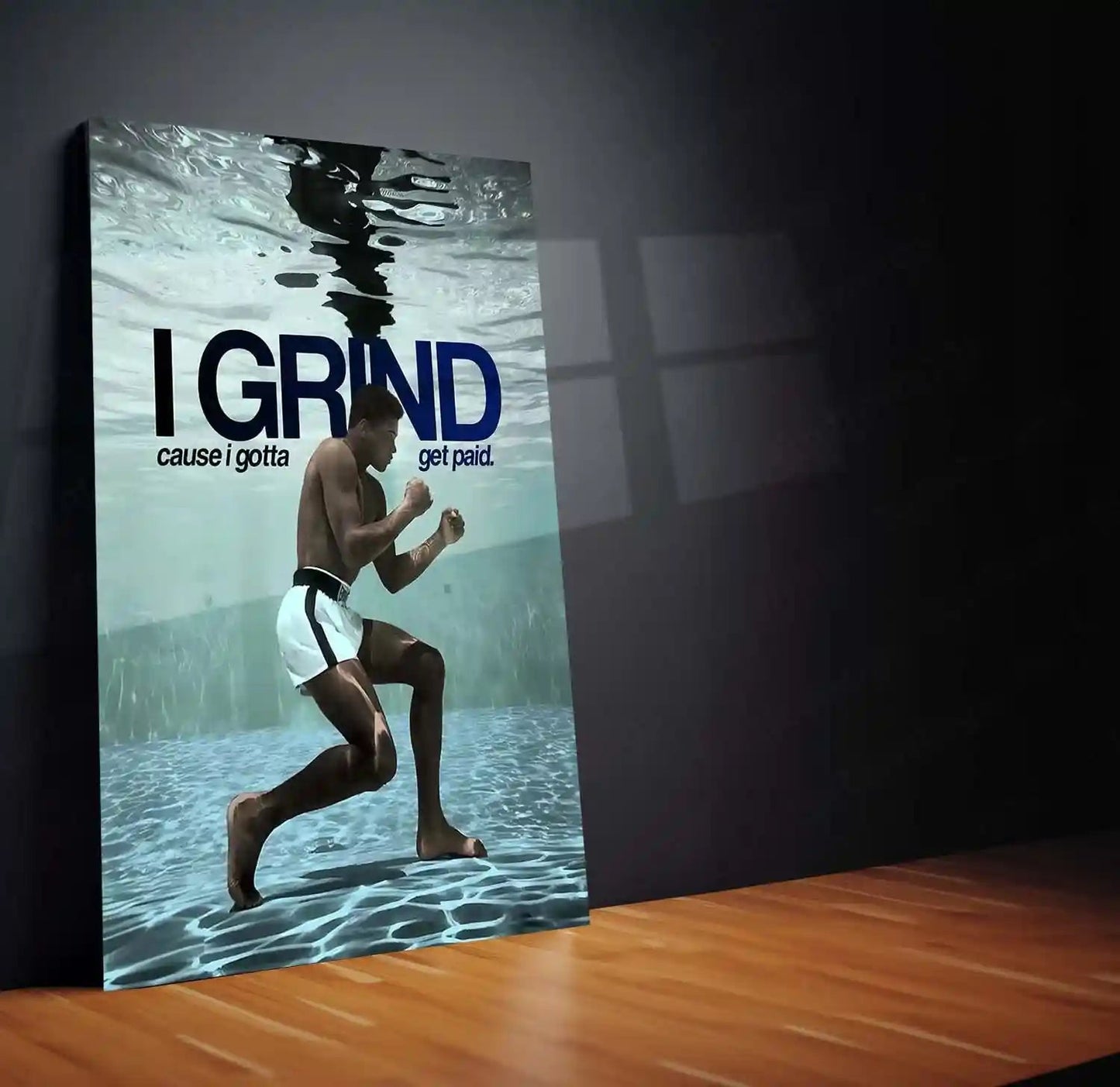 Quote Metal Poster | Muhammad Ali – I Grind Because I Get Paid Metal Frame Discipline, Hustle & Champion Work Ethic Motivational Wall Art | Boxing Legacy Quote Metal Poster - TURTLEWINGS 