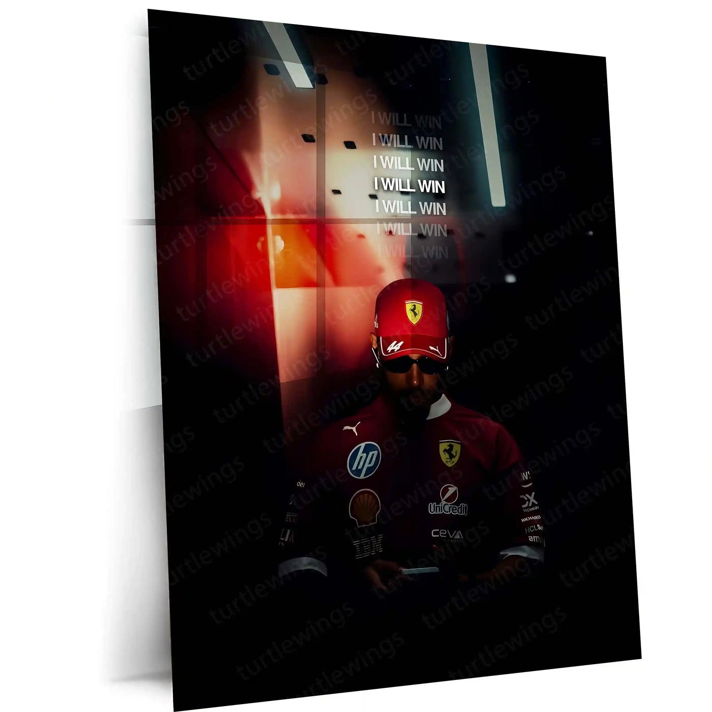 Quote Metal Poster | Lewis Hamilton – I Will Win Metal Frame Unbreakable Focus & Champion’s Mindset Formula One Wall Art | Elite Winning Mentality Quote Metal Poster - TURTLEWINGS