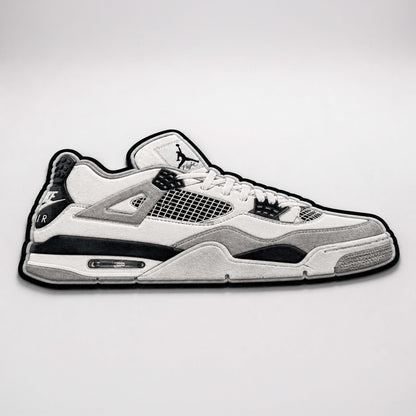 Air Jordan 4 Cut-out Flat Rug | Classic White & Black Sneaker Flat Rug | Premium Streetwear Room Decor