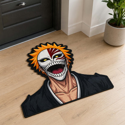 Ichigo Kurosaki Hollow Mask Cut-out Flat Rug | Bleach Anime Flat Rug | Premium Soul Reaper Gaming Room Decor
