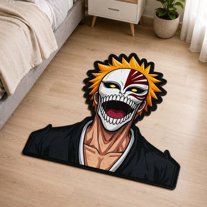 Ichigo Kurosaki Hollow Mask Cut-out Flat Rug | Bleach Anime Flat Rug | Premium Soul Reaper Gaming Room Decor