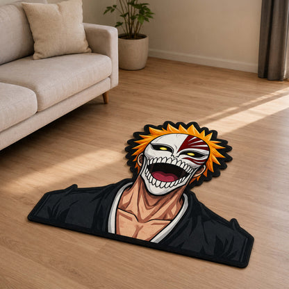 Ichigo Kurosaki Hollow Mask Cut-out Flat Rug | Bleach Anime Flat Rug | Premium Soul Reaper Gaming Room Decor