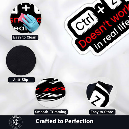 Ctrl + Z Doesn't Work in Real Life Funny Flat Rug | Programmer Keyboard Shortcut Humor Cut-out Flat Rug | Coder Desk & Office Floor Decor