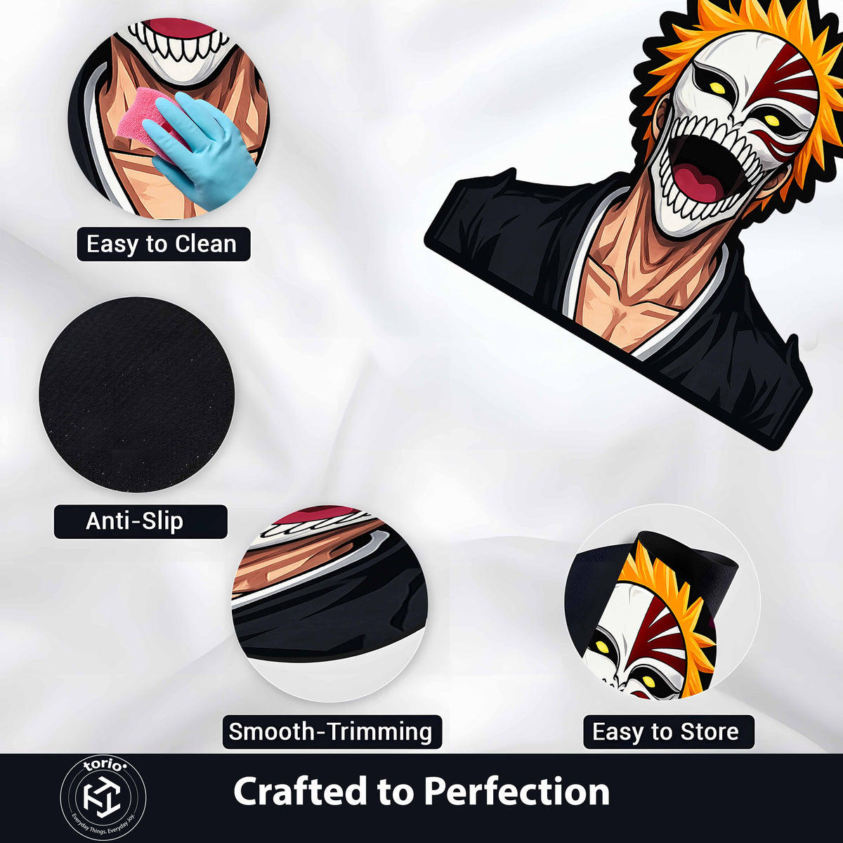 Ichigo Kurosaki Hollow Mask Cut-out Flat Rug | Bleach Anime Flat Rug | Premium Soul Reaper Gaming Room Decor