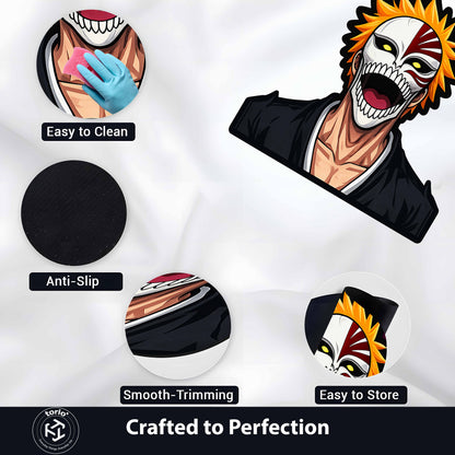 Ichigo Kurosaki Hollow Mask Cut-out Flat Rug | Bleach Anime Flat Rug | Premium Soul Reaper Gaming Room Decor