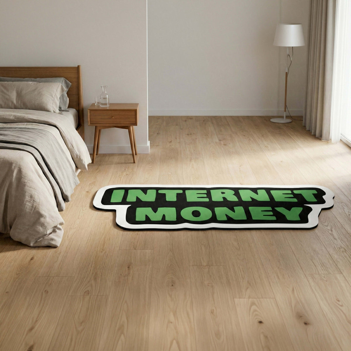 Internet Money Statement Floor Mat (3 mm Thick) | Bold Hustle Quote Cut-Out Flat Rug for Office, Gaming Room & Entrepreneur Decor