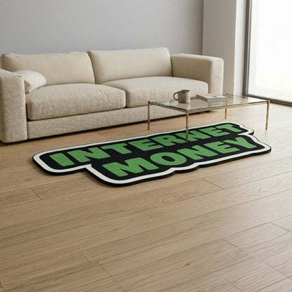 Internet Money Statement Floor Mat (3 mm Thick) | Bold Hustle Quote Cut-Out Flat Rug for Office, Gaming Room & Entrepreneur Decor