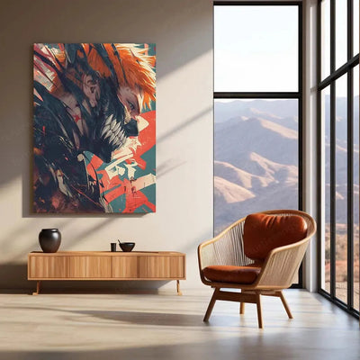 Ichigo Kurosaki Metal Poster | Bleach Anime Portrait | Soul Reaper Wall Art - TURTLEWINGS