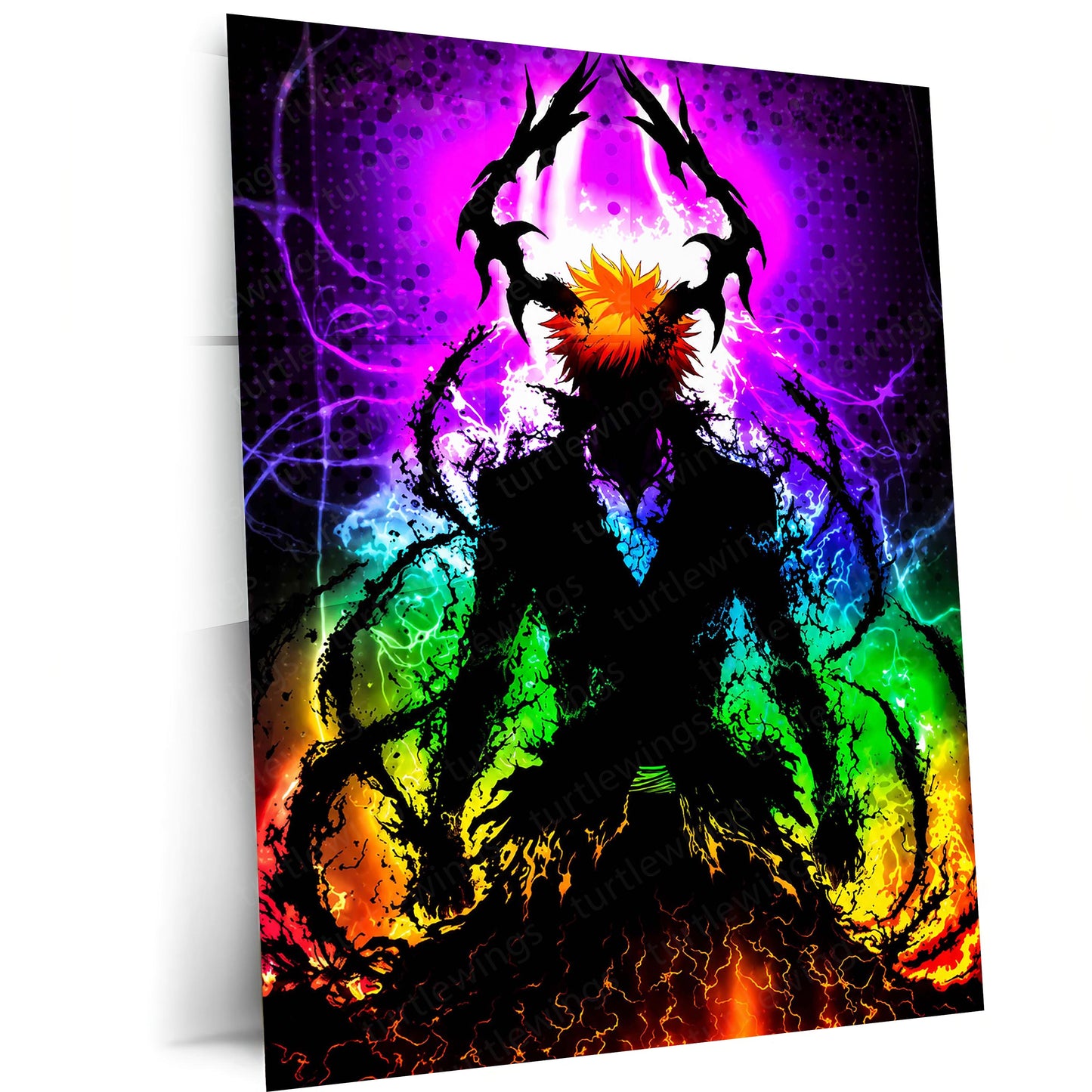 Anime Metal Poster | Bleach Metal Poster | Ichigo Kurosaki Hollow Form Wall Art | Epic Soul Reaper Anime Metal Frame