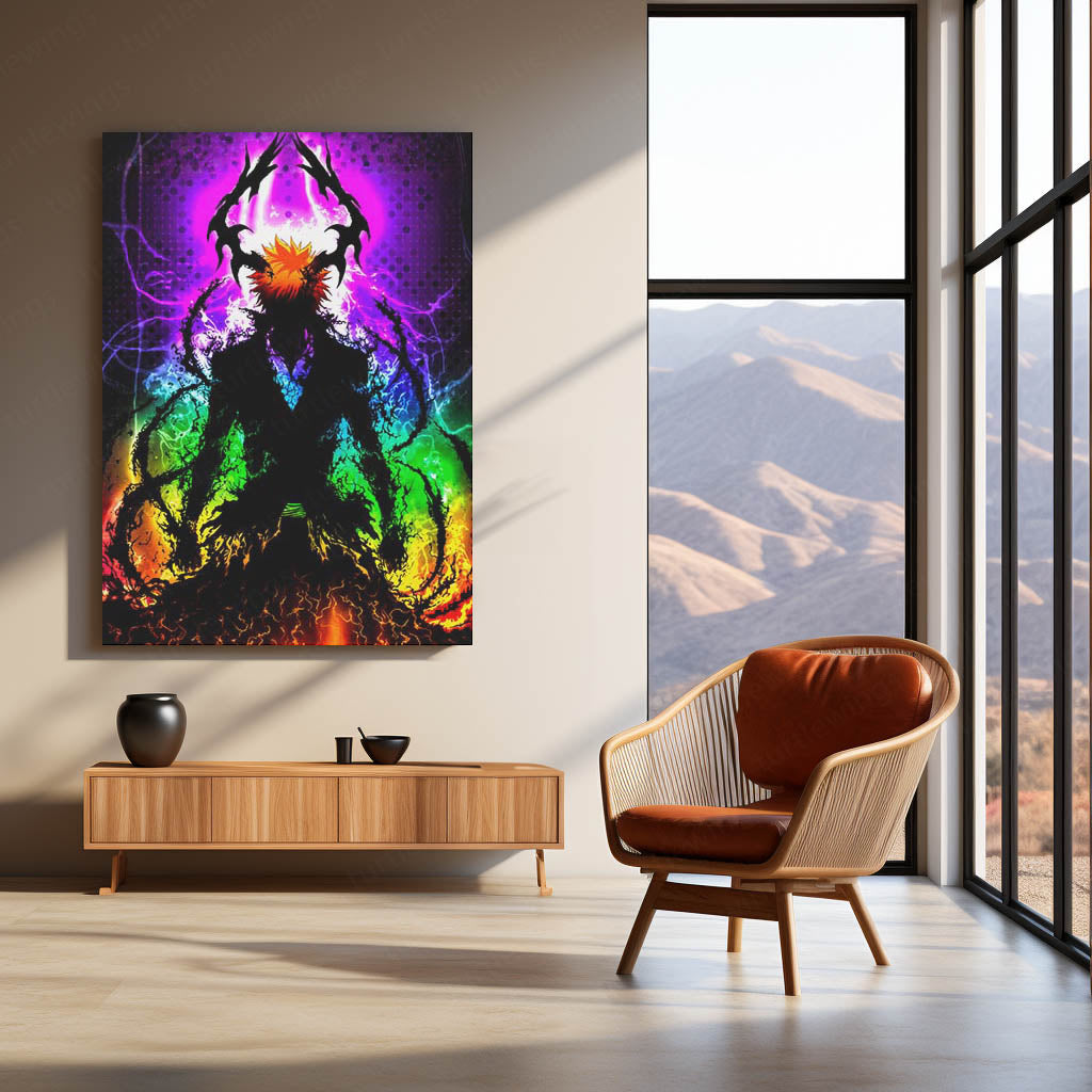 Anime Metal Poster | Bleach Metal Poster | Ichigo Kurosaki Hollow Form Wall Art | Epic Soul Reaper Anime Metal Frame