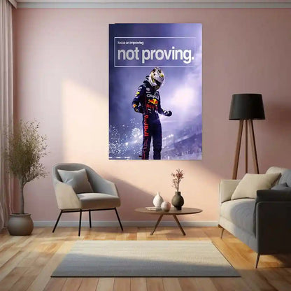 Quote Metal Poster | Max Verstappen – Improve, Don’t Prove Metal Frame Relentless Growth, Quiet Dominance & Champion Mindset Wall Art | “Focus on Improving, Not Proving” Quote - TURTLEWINGS 