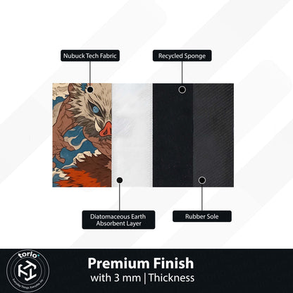Inosuke Hashibira Anime Area Flat Rug | Demon Slayer Inspired Floor Mat | Beast Mask Anime Flat Rug for Bedroom, Gaming Room & Otaku Decor | Anti Slip Washable 3 mm Carpet