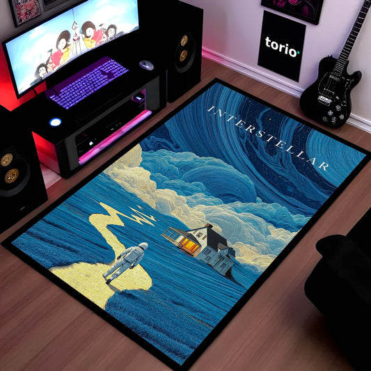 Interstellar Space Aesthetic Floor Mat | Rocket Launch Galaxy Area Flat Rug | Anti-Slip 3mm Absorbent Floor Mat for Bedroom, Living Room, Gaming & Sci-Fi Decor 01