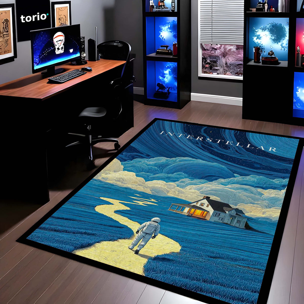 Interstellar Space Aesthetic Floor Mat | Rocket Launch Galaxy Area Flat Rug | Anti-Slip 3mm Absorbent Floor Mat for Bedroom, Living Room, Gaming & Sci-Fi Decor 01