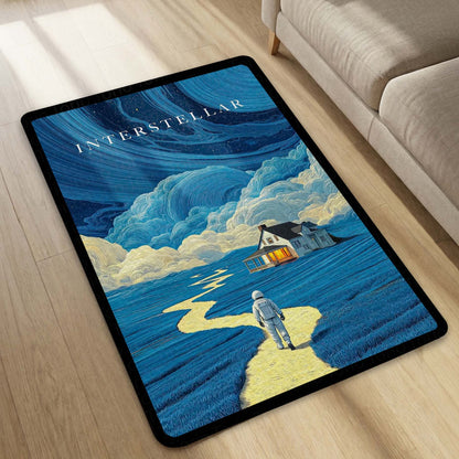 Interstellar Space Aesthetic Floor Mat | Rocket Launch Galaxy Area Flat Rug | Anti-Slip 3mm Absorbent Floor Mat for Bedroom, Living Room, Gaming & Sci-Fi Decor 01