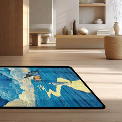 Interstellar Space Aesthetic Floor Mat | Rocket Launch Galaxy Area Flat Rug | Anti-Slip 3mm Absorbent Floor Mat for Bedroom, Living Room, Gaming & Sci-Fi Decor 01